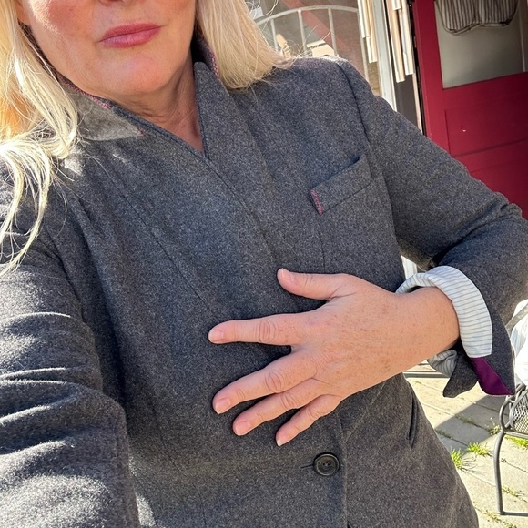 14 Banana Republic grey wool blazer w 1 front button & 3 outside pockets EUC - Picture 8 of 12